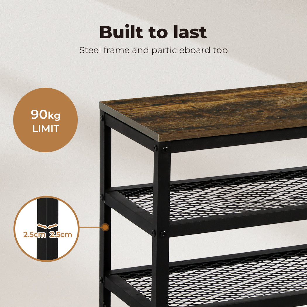 3-Tier Shoe Rack Bench Storage Cabinet