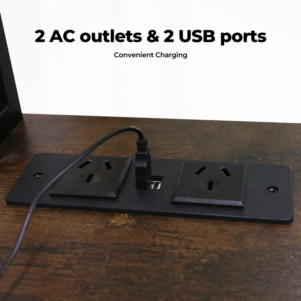 L Shaped Gaming Desk with LED Lights Brown