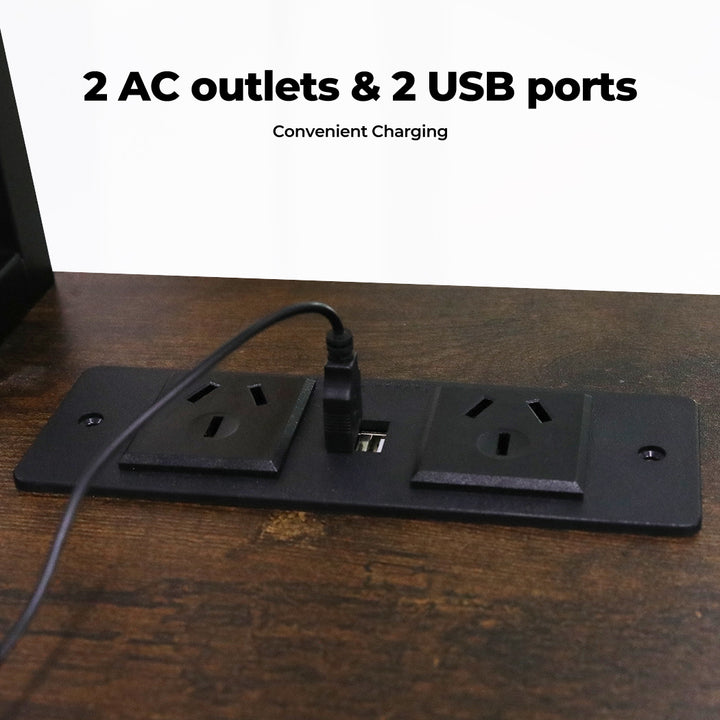 L Shaped Gaming Desk with LED Lights Brown