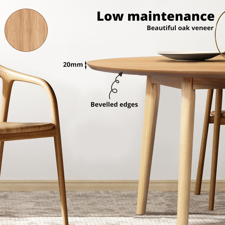 Levede Dining Table Round Rubberwood Base 100cm and 120cm - Levede