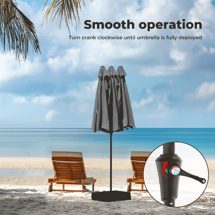 Patio Umbrella Twin Outdoor Garden Pool Sun Shade Stand Double-Sided