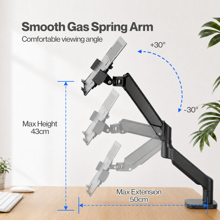 Monitor Arm Tray Mount Laptop Stand Adjustable Rotating for Desk Black