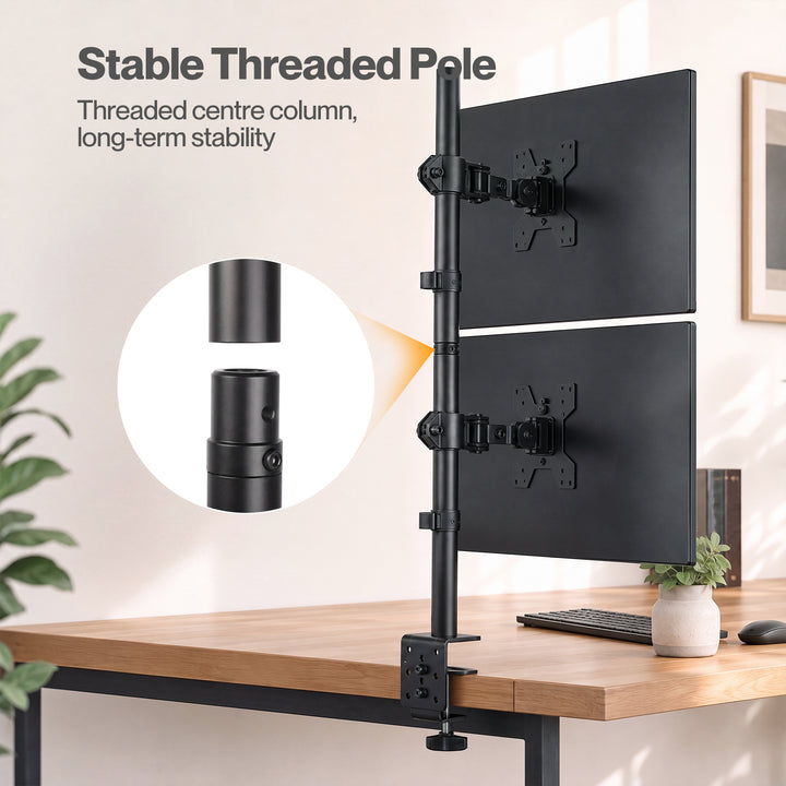 Dual Monitor Arm Adjustable Stand Mount For 13-34 Inch Office Black