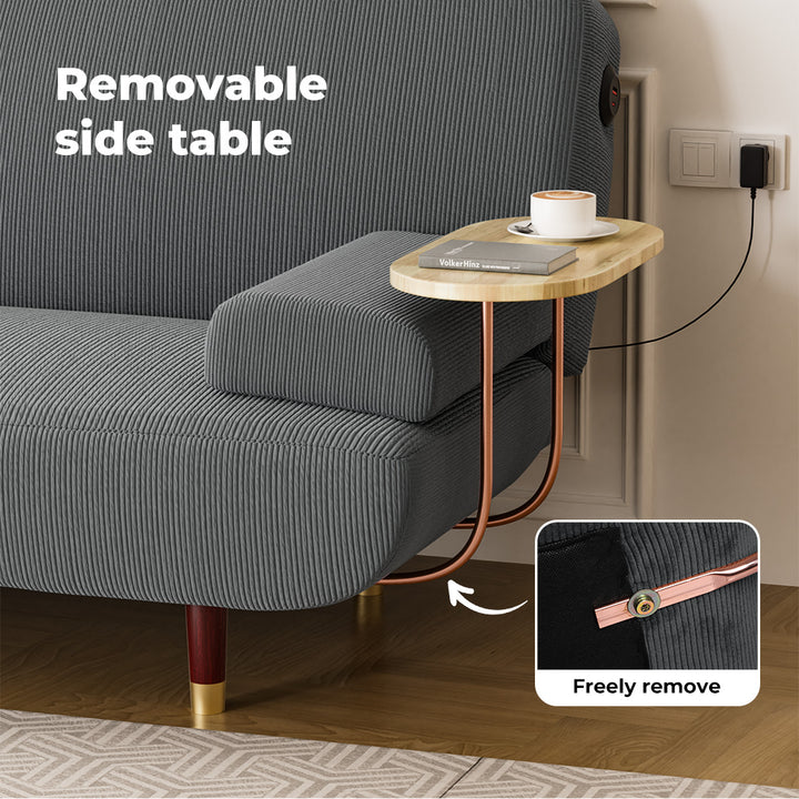 LEVEDE CONVERTIBLE SOFABED WITH USB CHARGE AND SIDE TABLE - Levede