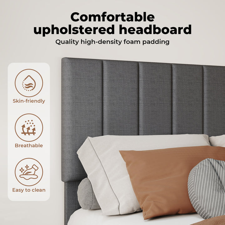 Bed Frame Upholstered Headboard Bedroom Mattress Sturdy Base