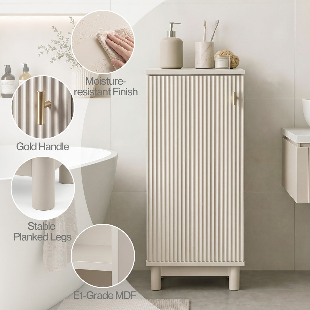 Bathroom Cabinet Freestanding Storage Cupboard Slim 3 Tier Shelves