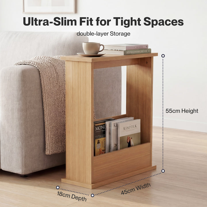 Levede Slim Side Table Magazine Rack Narrow Sofa End Table Storage Living Room