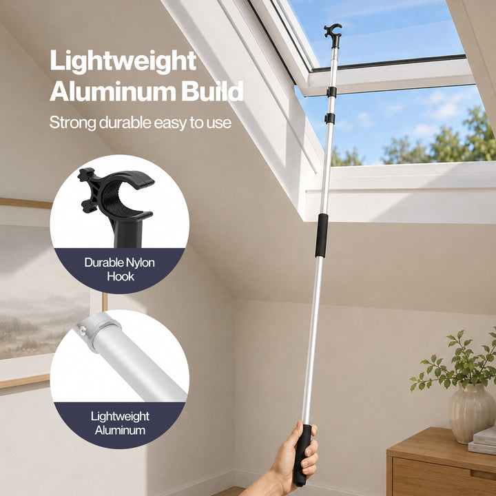 Roof Window Pole 1.1-2m Skylight Rooflight Opener Aluminium Black