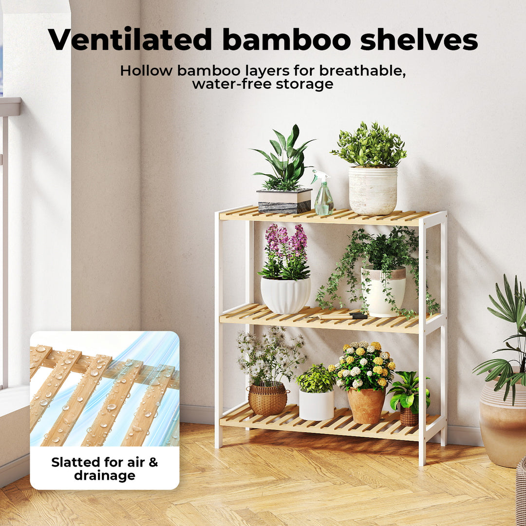 Bamboo Storage Rack Natural Shelf Shoe Organiser Home Decor
