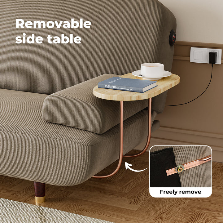 LEVEDE CONVERTIBLE SOFABED WITH USB CHARGE AND SIDE TABLE