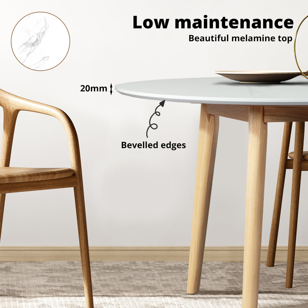 Levede Dining Table Round Rubberwood Base 100cm and 120cm