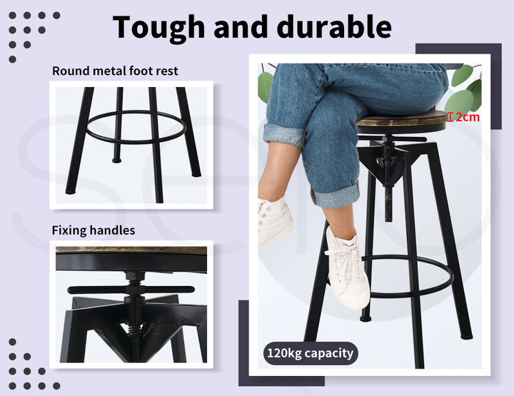 Levede 1x Bar Stool Industrial Adjustable - Levede