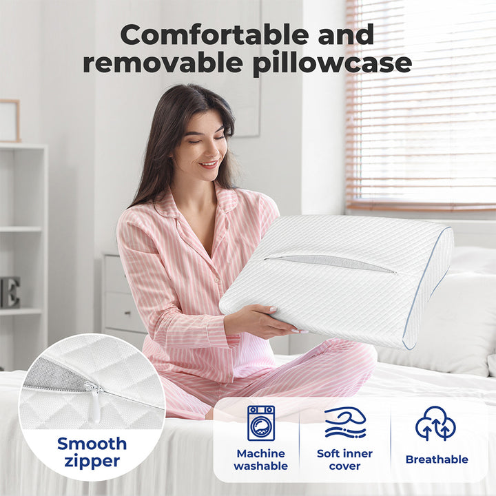 Dreamz Memory Foam Pillow White High-Density Neck Shoulder Support Pain Slow