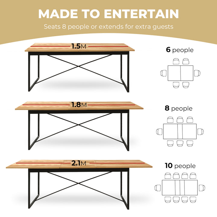 Levede Dining Table Extendable Rectangle Kitchen - Levede