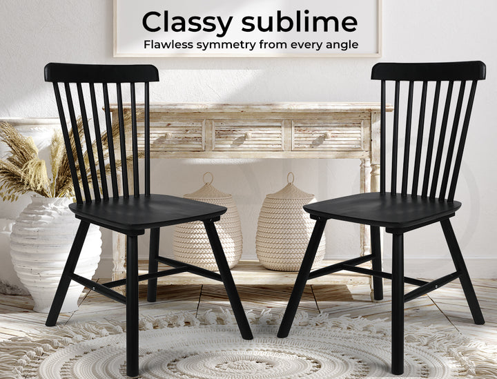 Levede 2x Dining Chairs Kitchen Windsor Oak and Black - Levede