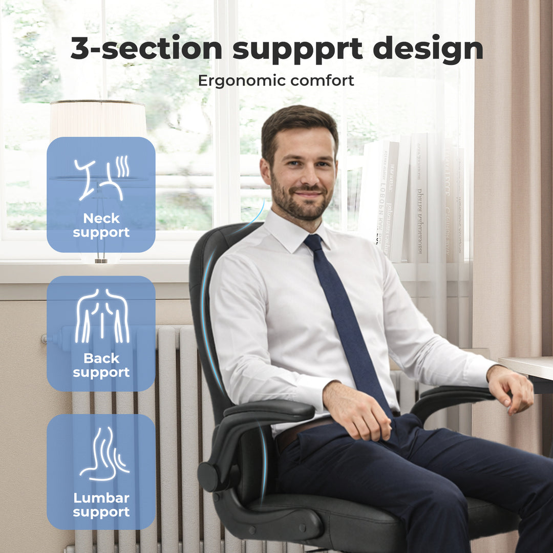 Executive Office Chair Adjustable Height Computer Work PU Leather Seat