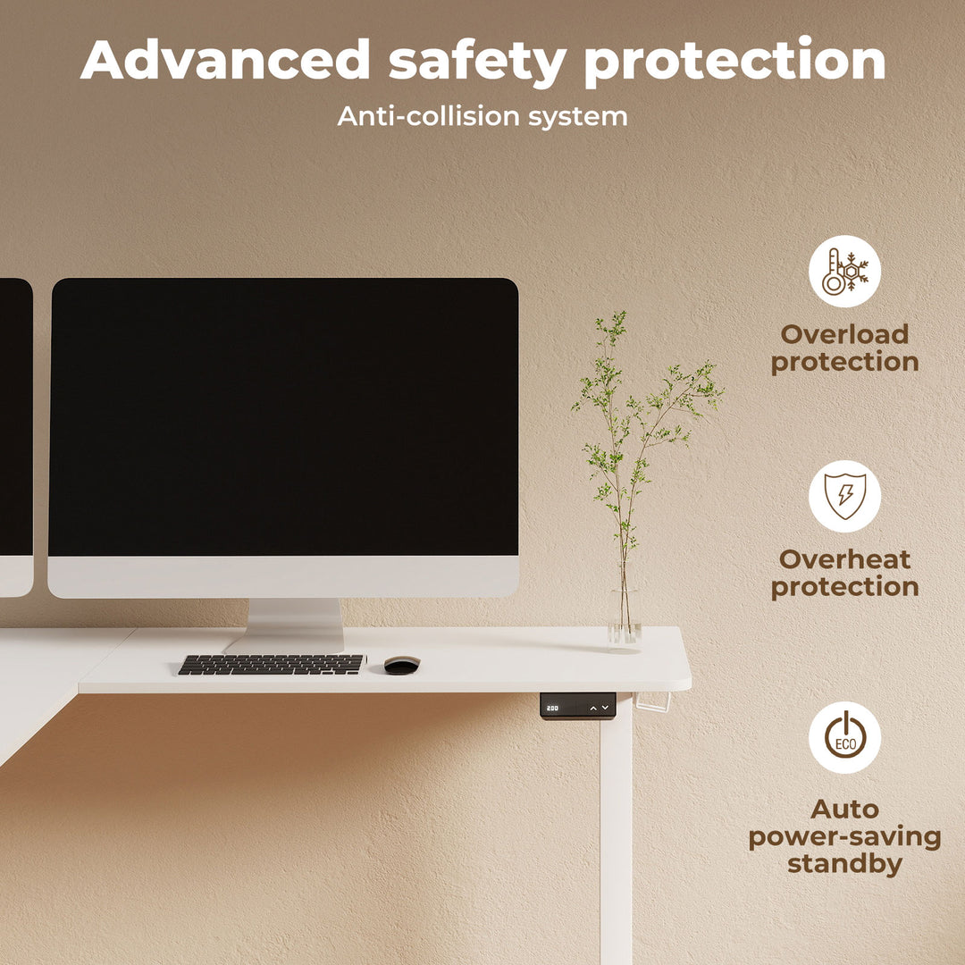 Mobile Standing Desk Adjustable Height Computer Table Keyboard Tray White