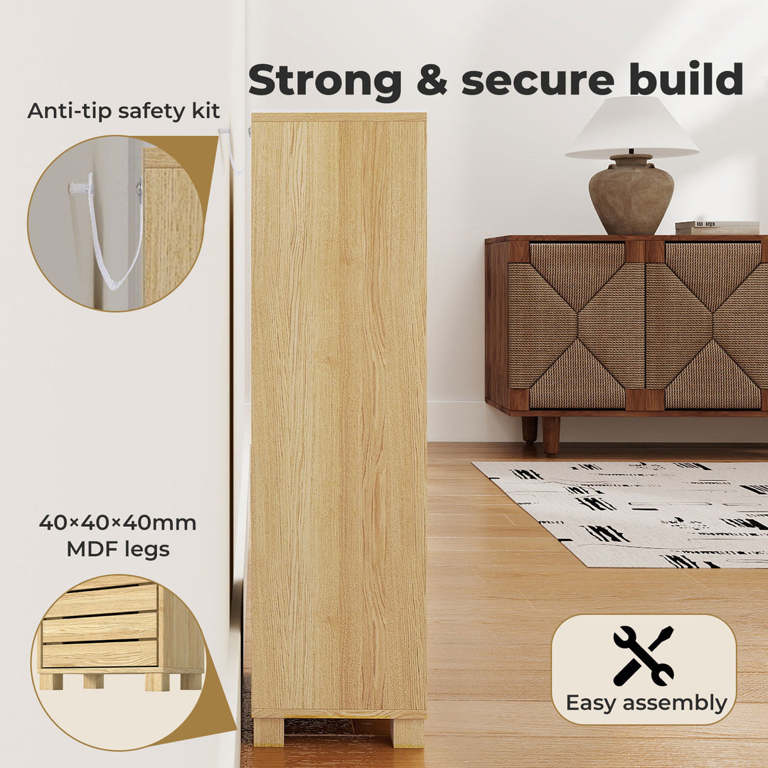 Bathroom Storage Cabinet Handleless Wood Floor Shelf Unit Cupboard Oak