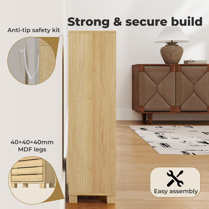 Bathroom Storage Cabinet Handleless Wood Floor Shelf Unit Cupboard Oak