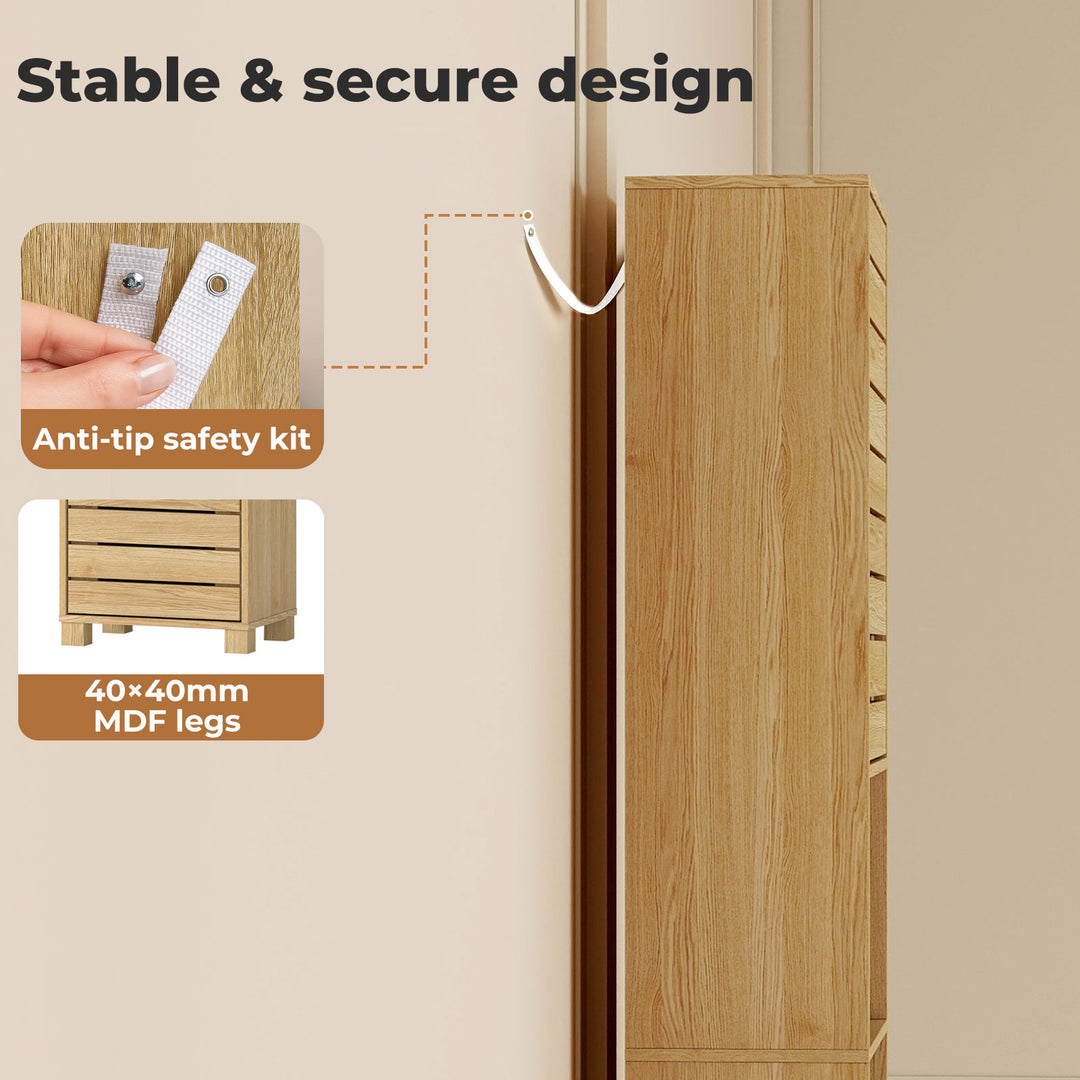 Tall Bathroom Cabinet Storage 165cm Tallboy Adjustable Shelf Cupboard