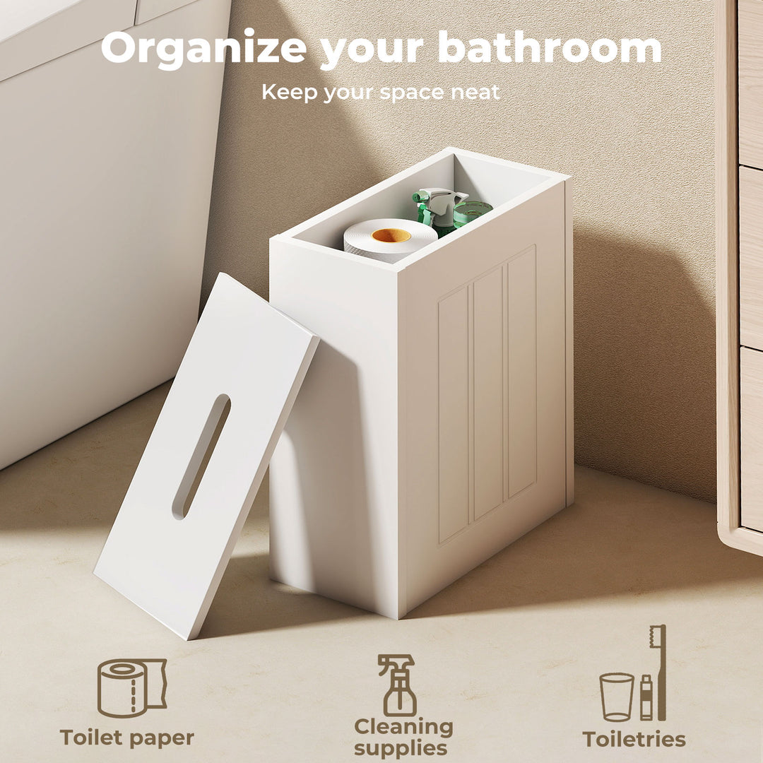 Bathroom Storage Box Lid Slim Toilet Paper Storage Organiser Container