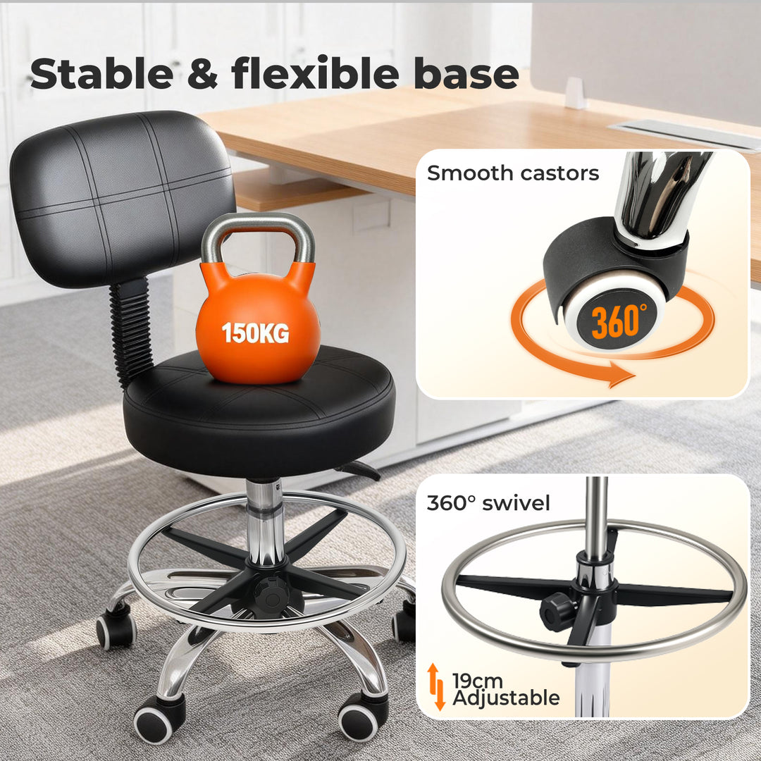 Swivel Office Chair Low Back Round Rolling Stools Height Adjustable