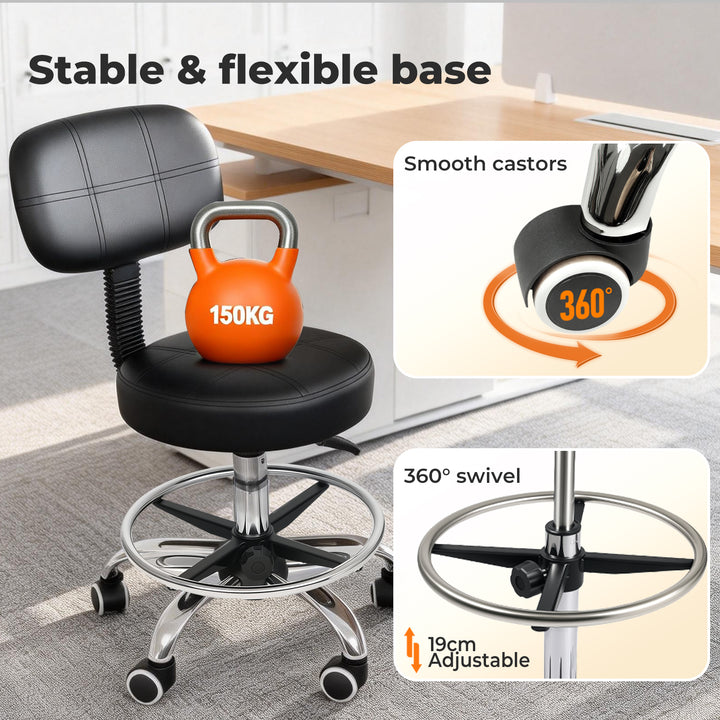 Swivel Office Chair Low Back Round Rolling Stools Height Adjustable