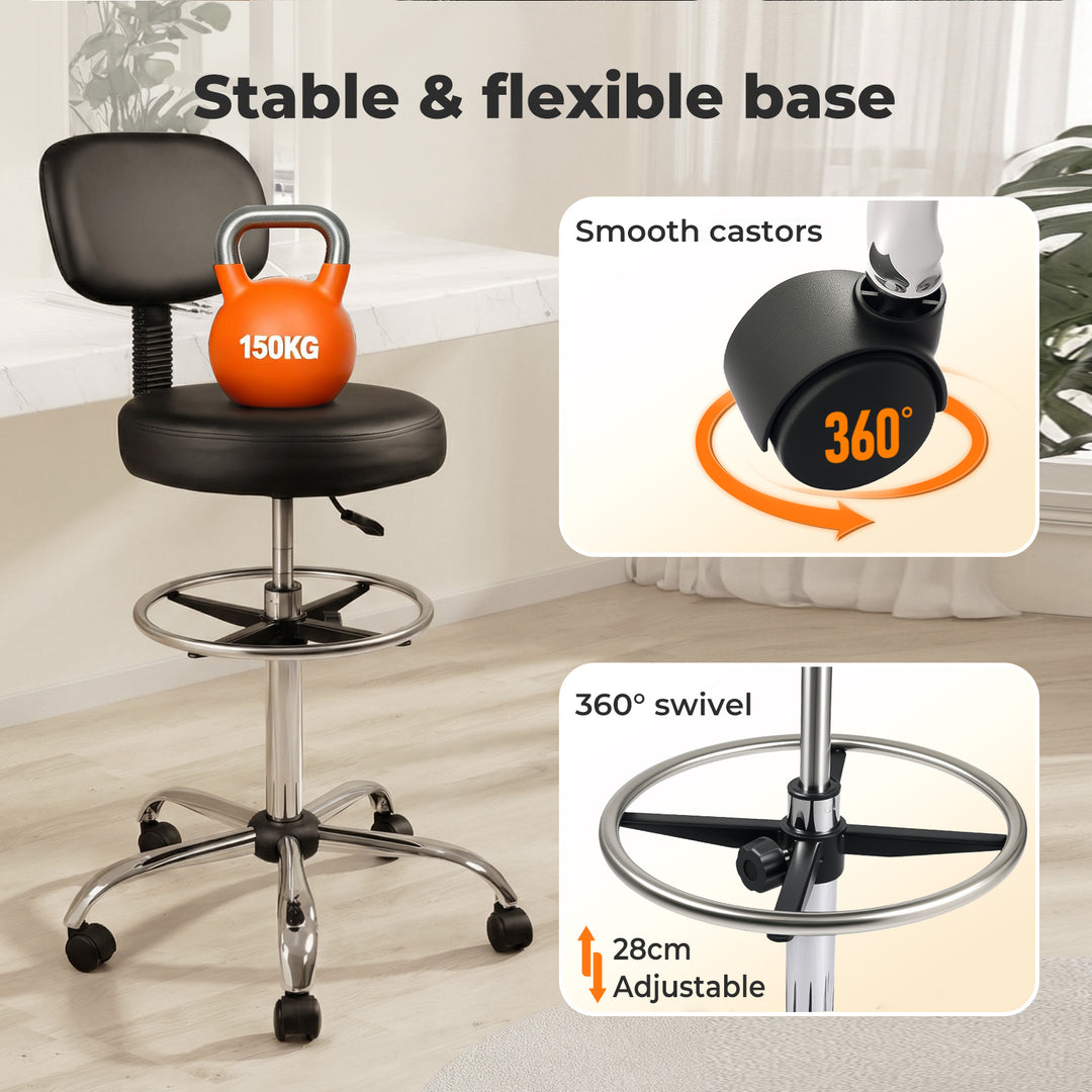 Swivel Office Chair Ergonomic Stool Height Adjustable Footrest Backrest