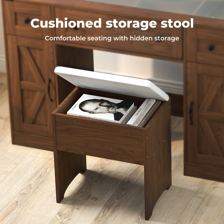 Dressing Table LED Makeup Mirror Stool Set  Vanity Desk Cabinet 3 Drawers