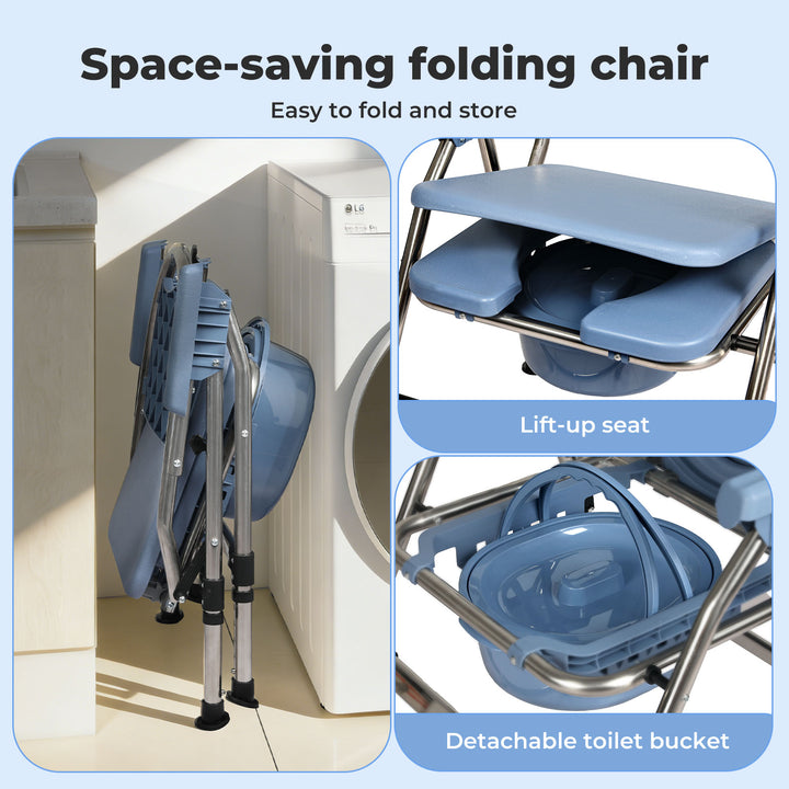 Commode Chair Adjustable Bedside Seat Elderly Pregnant Disability Aid
