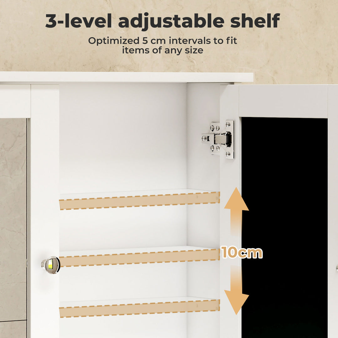 Bathroom Mirror Cabinet Storage Toilet Cupboard Wall Mounted Shelves