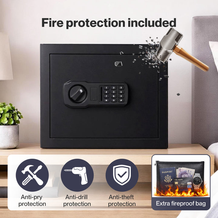 Safe Fireproof Security Box Home Office Cash Lock Deposit Password 31L