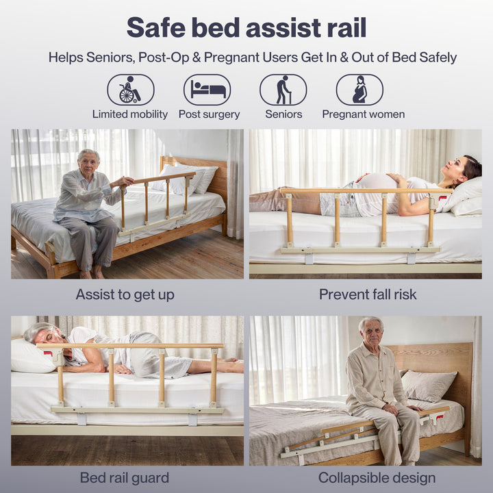 Foldable Bed Rails Elderly Adults Safety Adjustable Bedside Grab Handles