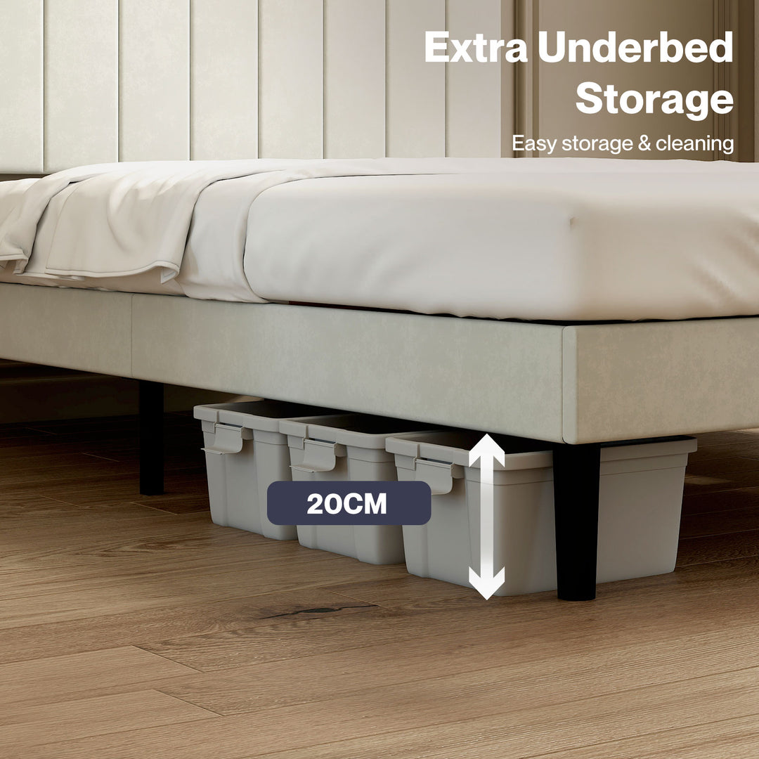 Double Bed Frame Upholstered Adjustable Headboard Platform Mattress Base