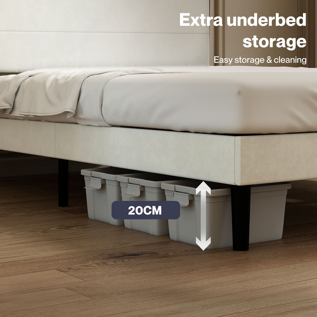 Bed Frame Upholstered Adjustable Headboard Mattress Base