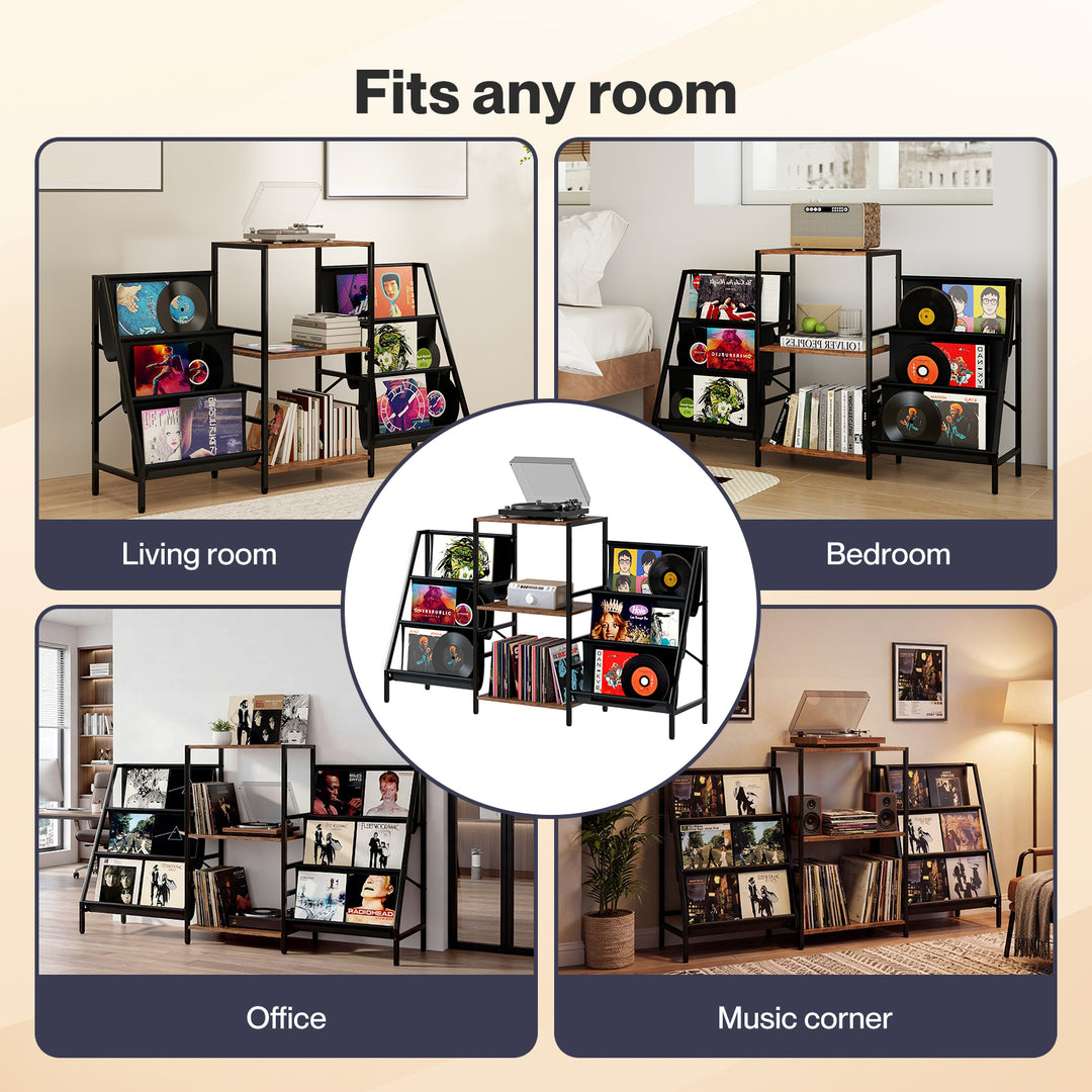 Record Player Stand Vinyl Storage Up to 280 Albums Turntable Stand Shelf