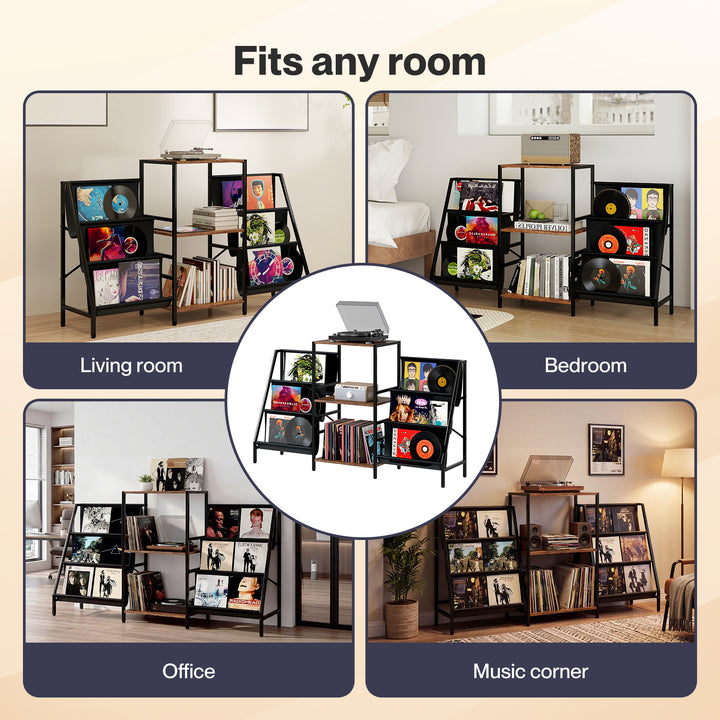 Record Player Stand Vinyl Storage Up to 280 Albums Turntable Stand Shelf