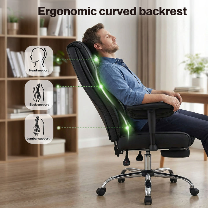 Heavy Duty Office Chair Tall PU Leather High Back Computer Work Seat