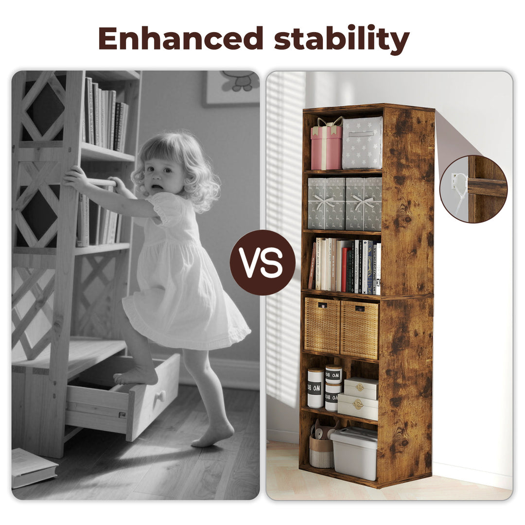 BookShelf Storage Shelves 6 Tier Bookcase Display Unit Organizer Cabinet