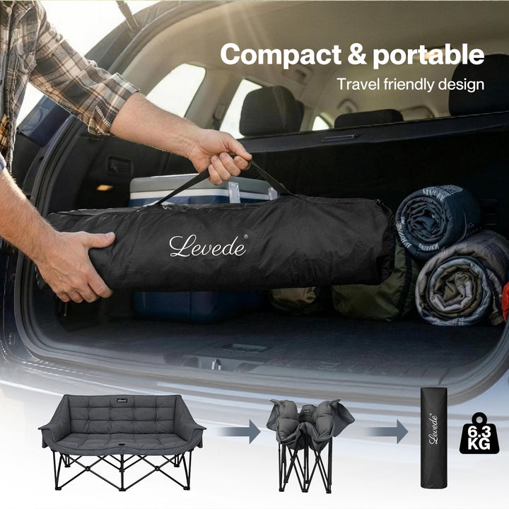 Double Camping Chair Folding Outdoor Portable Fishing Picnic Travel Seat