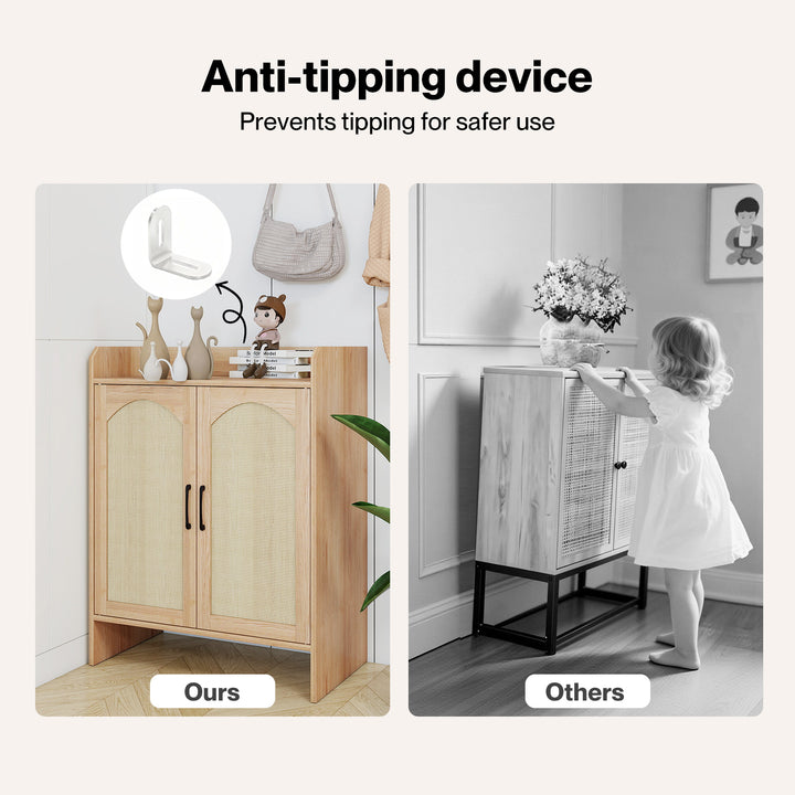 5 Tier Shoe Cabinet Wooden Double Door Storage Rack Organiser Entryway