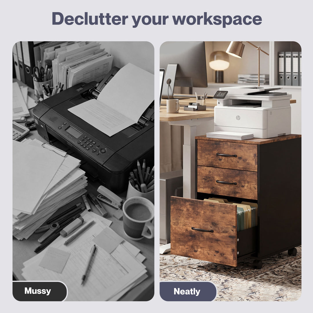 3-Drawer File Cabinet Mobile Filing Storage Cabinet Organiser Home Office