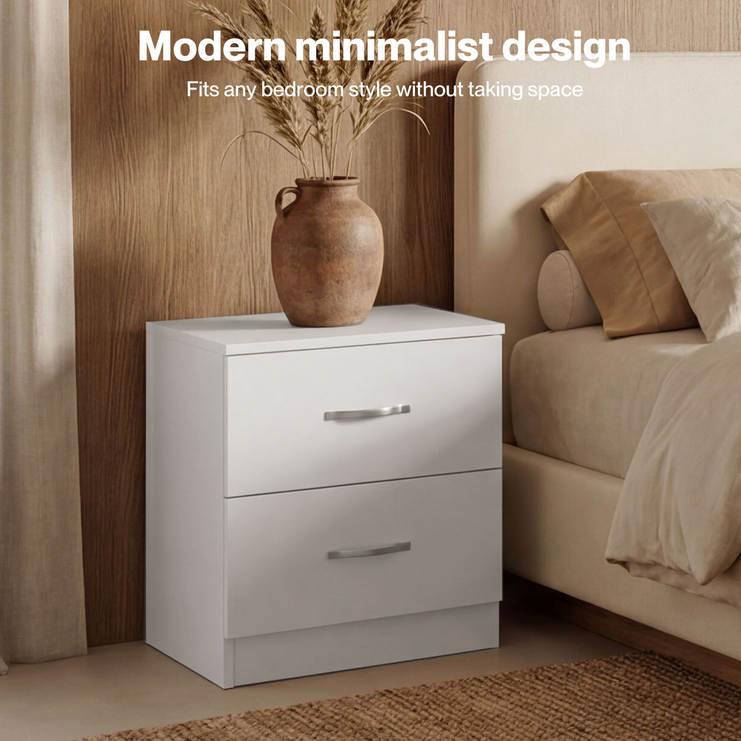 Bedside Table Side Table 2 Drawers Storage Nightstand Bedroom Cabinet