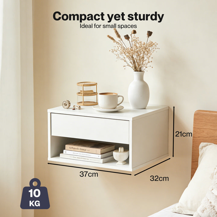 2 Floating Bedside Tables Side Table Storage Nightstand Bedroom Cabinet