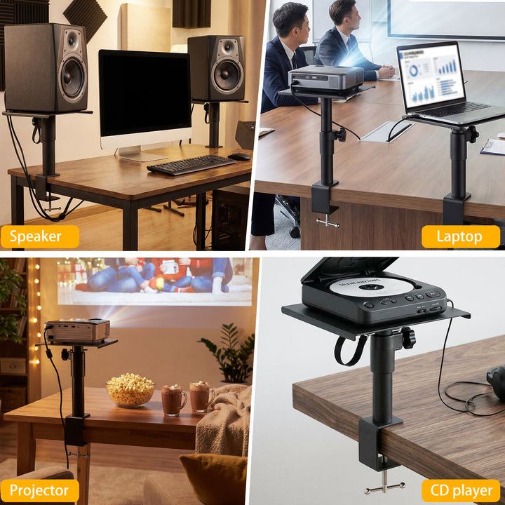 2x Desk Clamp Speaker Stands Set Adjustable Rotatable Monitor CD Player