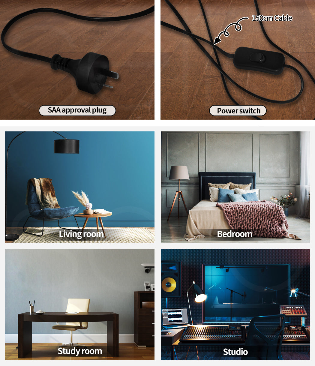 Modern LED Floor Lamp Reading Light Free Standing Adjustable Marble Base
