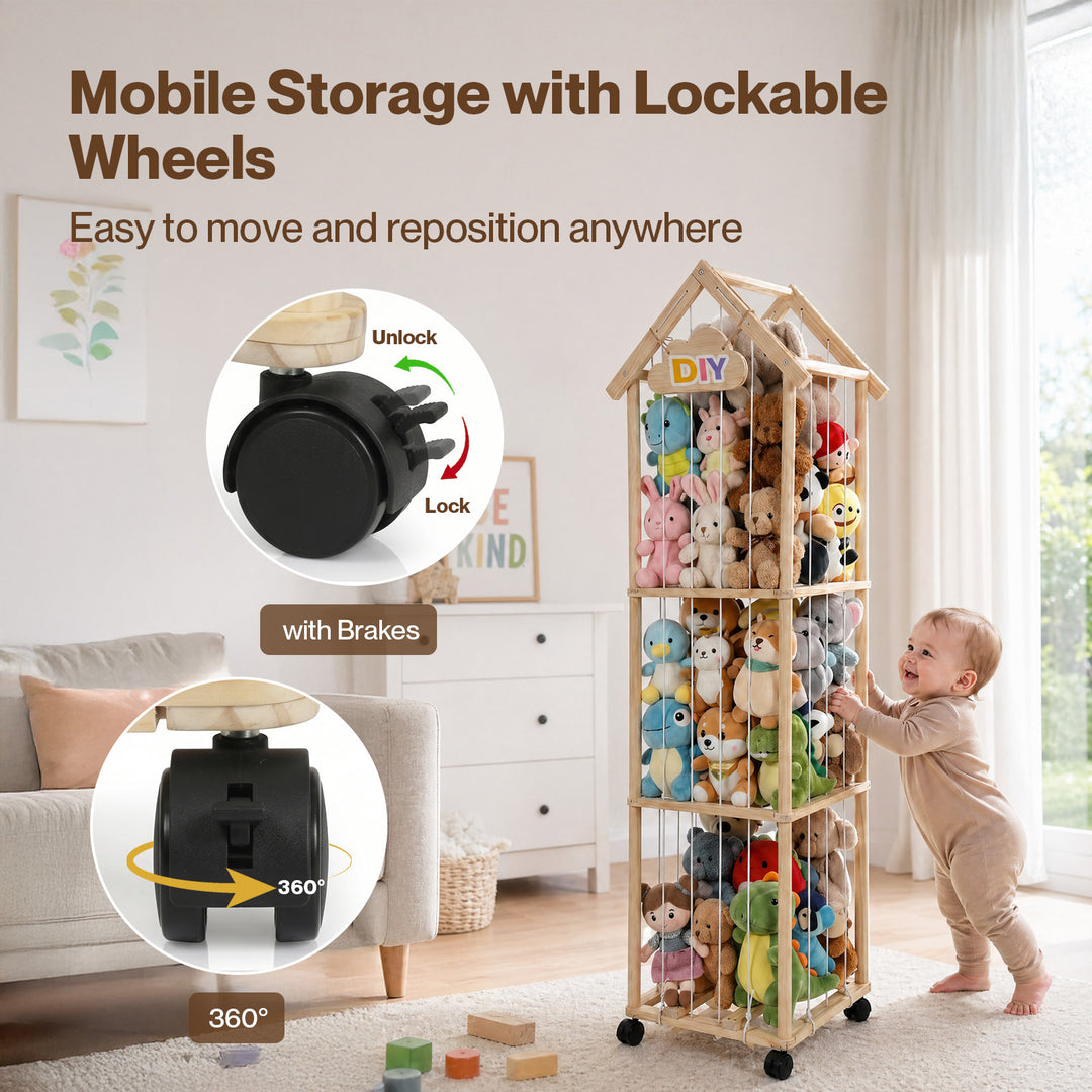 Kids Toys Storage Tube Box Plush Doll Display Organiser 150cm x 40cm