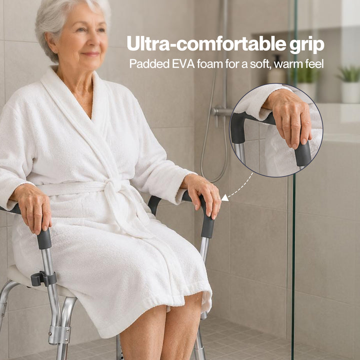 Adjustable Shower Chair Bath Seat with Arms Portable Non Slip Bathroom