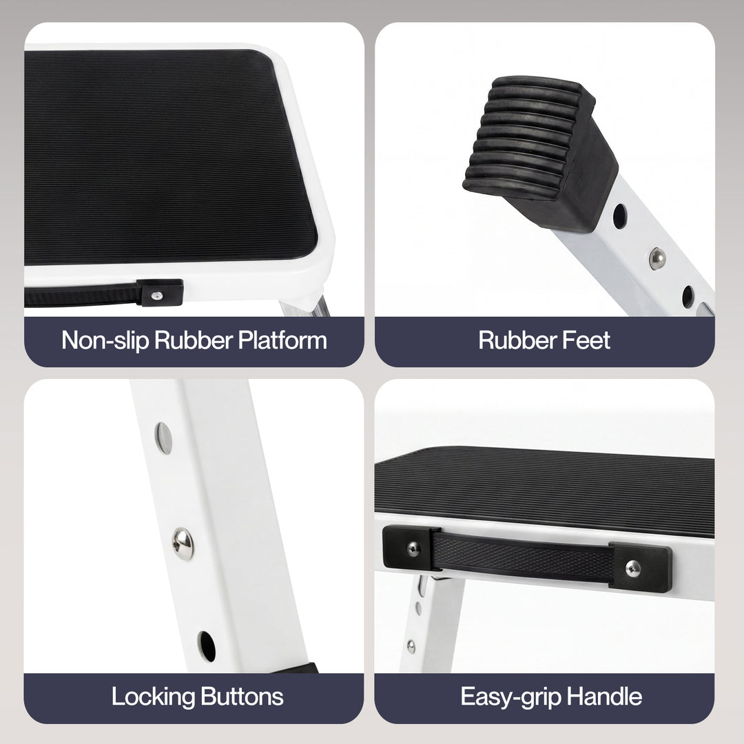 Folding Aluminium Step Stool 150kg 3 Height Adjustable Portable Multi-Use