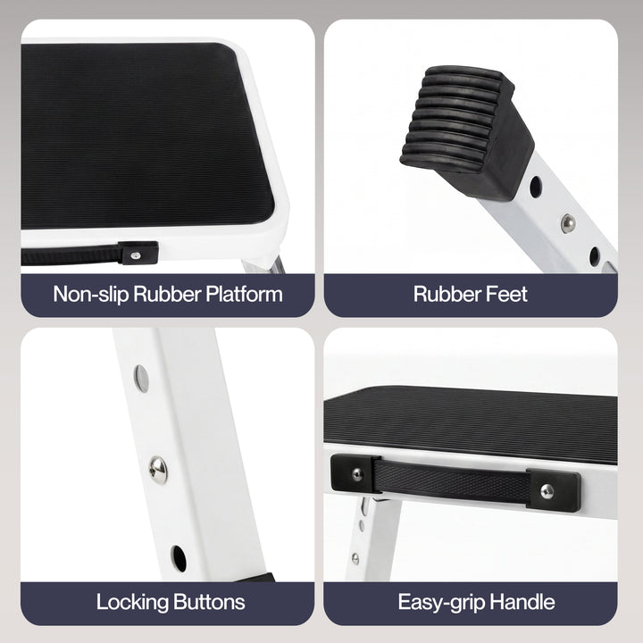 Folding Aluminium Step Stool 150kg 3 Height Adjustable Portable Multi-Use